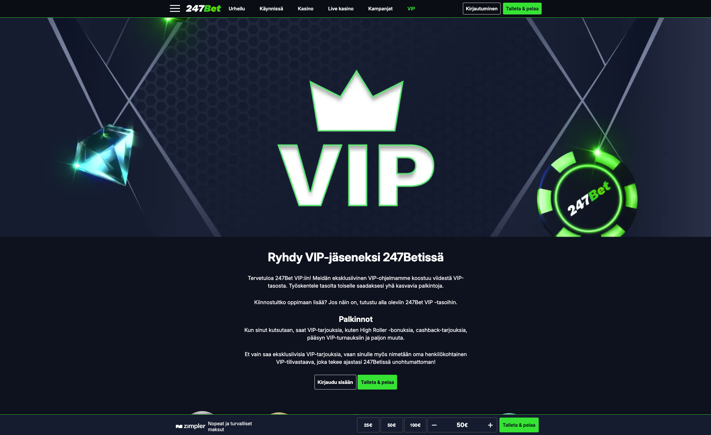 247bet VIP edut - Ryhdy VIP jäseneksi