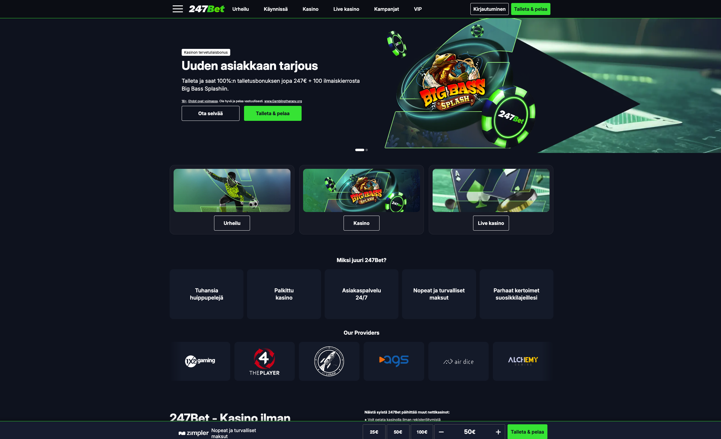 247bet casinon tervetulotarjous - Nappaa 100% bonus