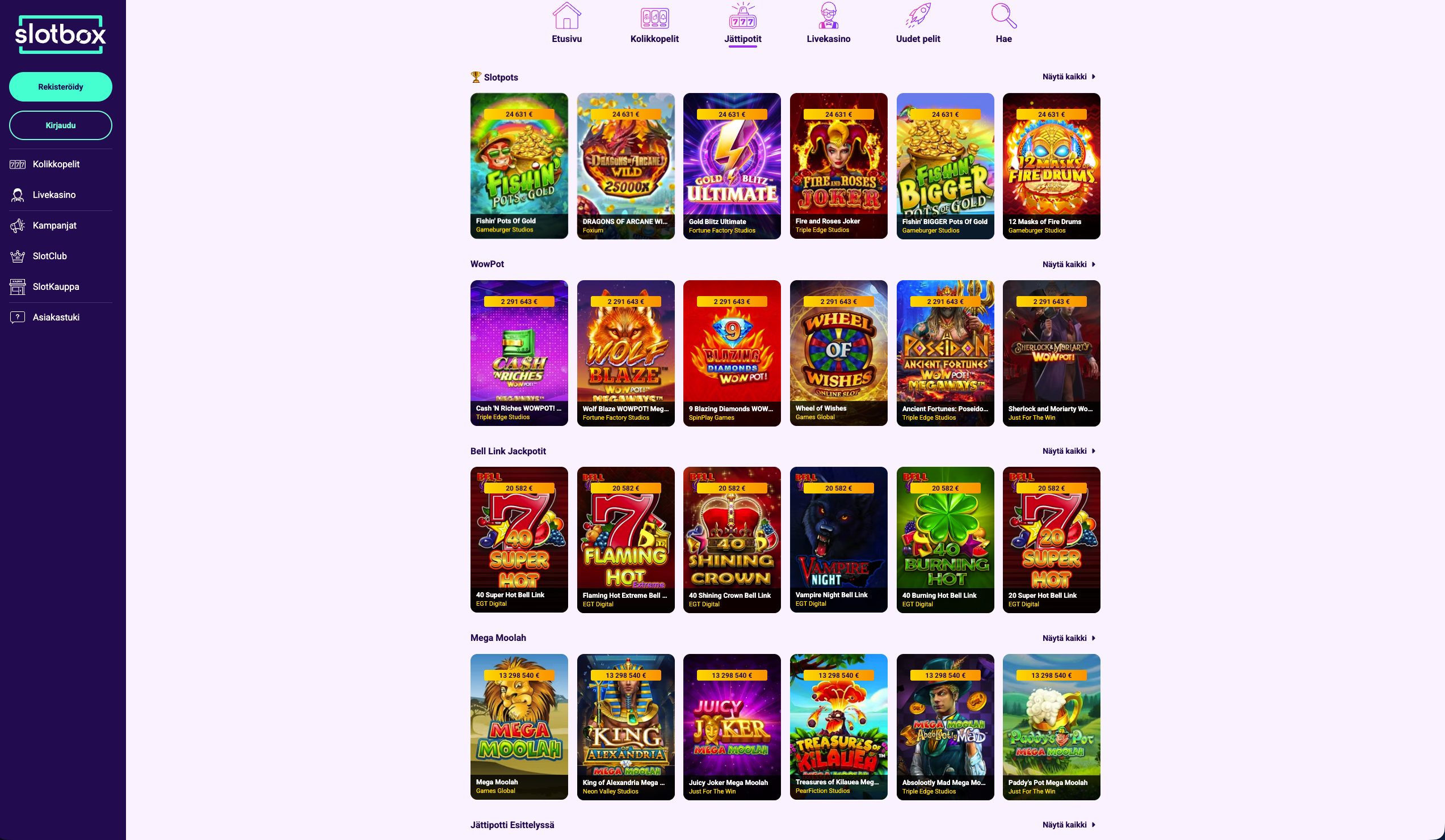 Slotbox nettikasino — etusivu 2026
