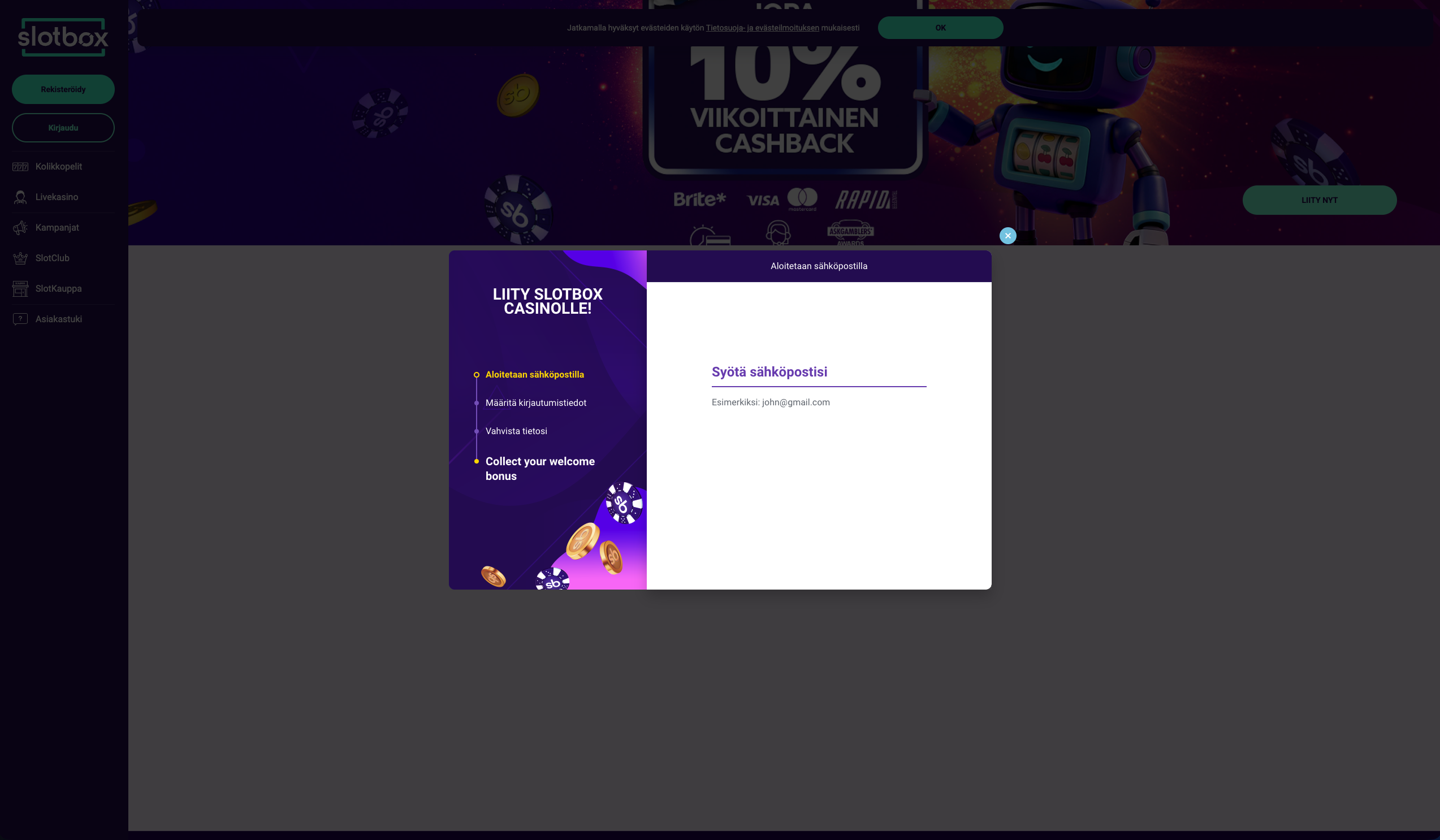 Slotbox nettikasino — etusivu 2026
